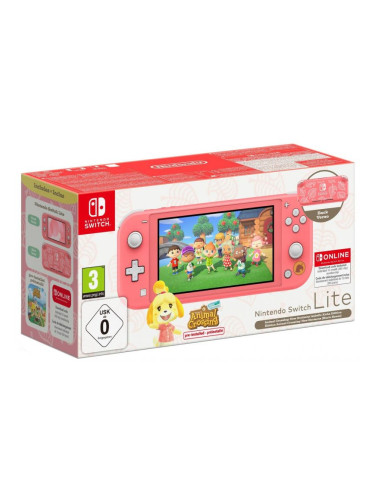 Конзола Nintendo Switch Lite - Coral, Animal Crossing: New Horizons Bundle - Isabelle's Aloha Edition + 12 месеца NSO