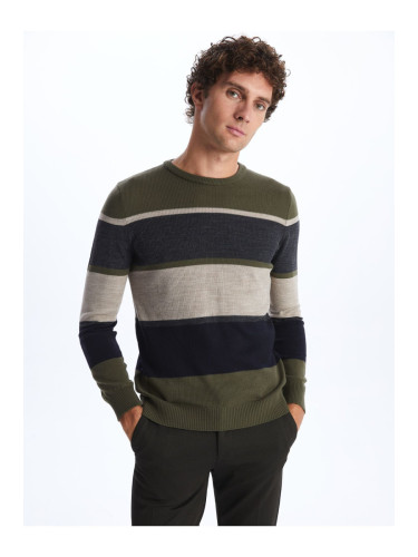 LC Waikiki Crew Neck Long Sleeve Striped Men's Knitwear Sweater