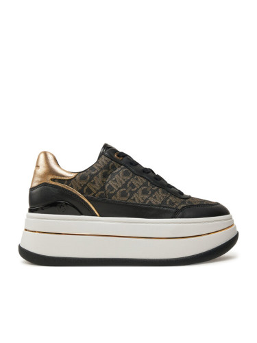 MICHAEL Michael Kors Сникърси Hayes Metallic Empire Monogram and Leather Trainer 43F4HYFS2L Черен