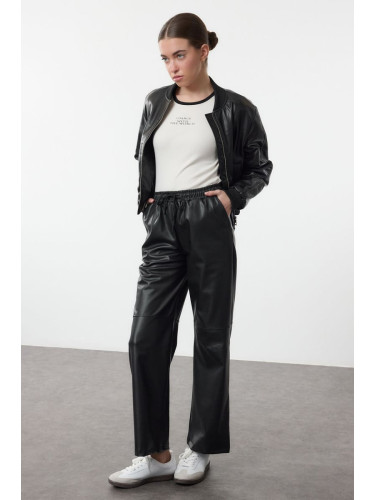 Trendyol Black Elastic Waist Wide Leg Trousers