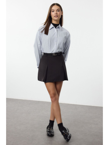 Trendyol Black Low Waist Eyelet and Belt Detailed Mini Pencil Skirt