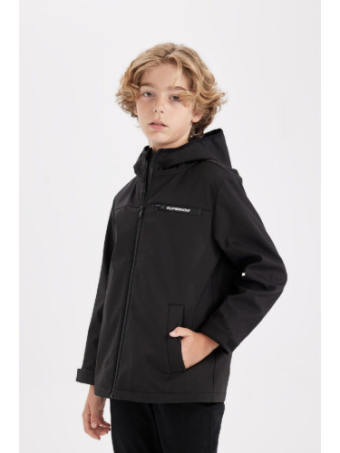 DEFACTO Boys Water Repellent Hooded Fleece Lined Zippered Raincoat