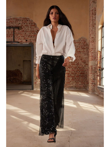 Trendyol Black Lined Sequin Trousers