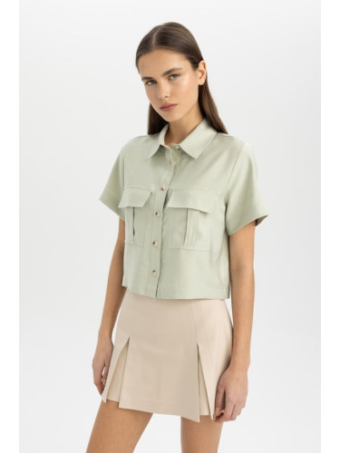 DEFACTO Crop Shirt Collar Short Sleeve Shirt