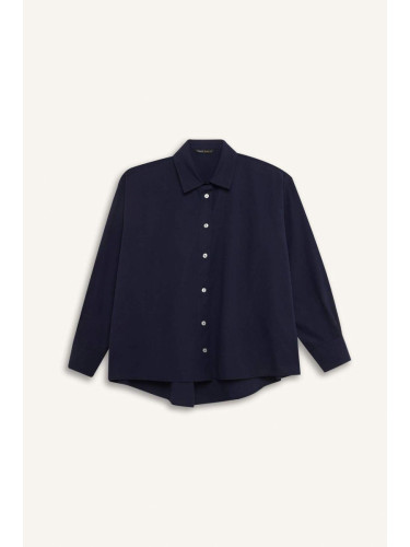 DEFACTO Oversize Wide Pattern Poplin Basic Plain Long Sleeve Shirt