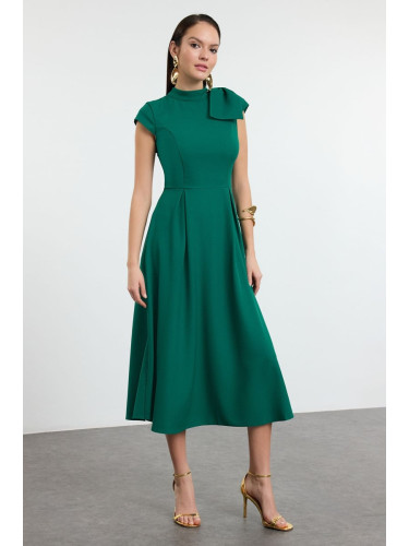 Trendyol Green A-Line Pleated Woven Dress