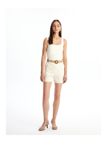 LC Waikiki Standard Fit Women's Shorts with Waist Belt