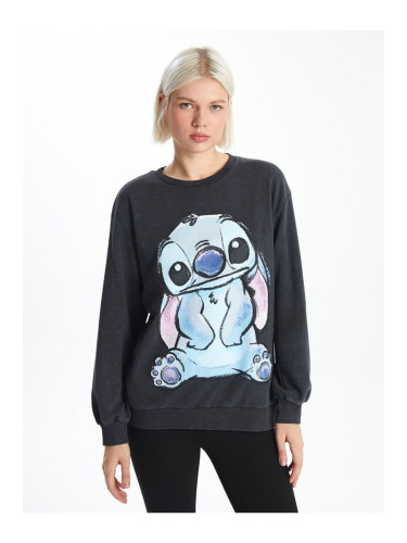 LC Waikiki Lcw Crew Neck Lilo & Stitch Printed Women's Thick Sweatshirt