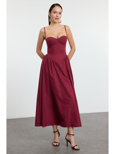 Trendyol Burgundy A-Line Poplin Woven Dress