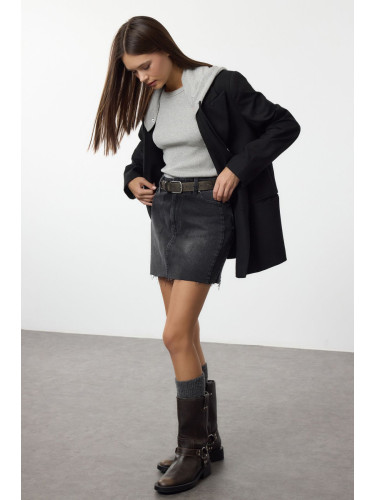 Trendyol Black High Waist Mini Denim Skirt