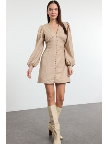 Trendyol Stone Plain Mini Woven Dress