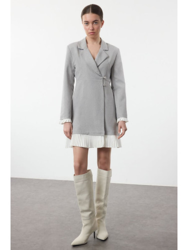 Trendyol Gray Pleated Mini Woven Jacket Dress