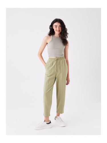 LC Waikiki Plain Linen Blend Women's Trousers with Elastic Waist