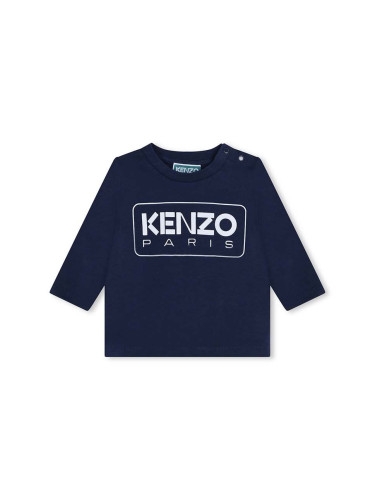 Детска блуза с дълги ръкави Kenzo Kids в тъмносиньо с принт K60518