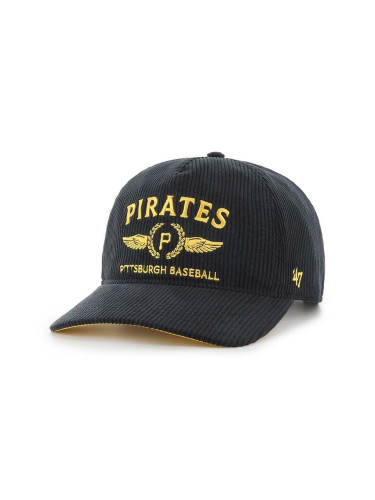 Джинсова шапка с козирка 47 brand MLB Pittsburgh Pirates в черно с апликация B-SKYLC20EWP-BK