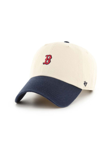 Памучна шапка с козирка 47 brand MLB Boston Red Sox в бежово с апликация B-SSTBC02GWS-NT