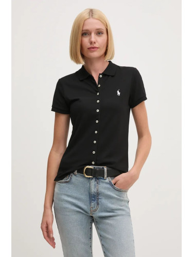 Тениска с яка Polo Ralph Lauren в черно 211939272