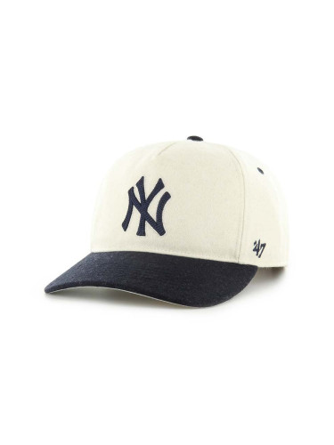 Шапка с козирка 47 brand MLB New York Yankees в бежово с апликация B-CHSHT17WIP-NT