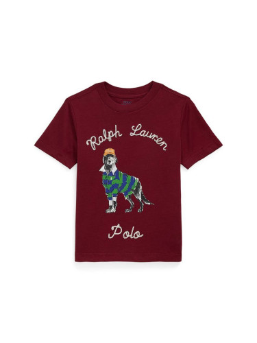 Детска памучна тениска Polo Ralph Lauren в червено с принт 322952497001