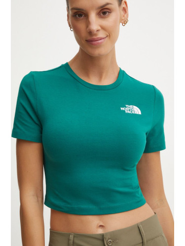 Тениска The North Face Crop S/S Tee в зелено NF0A55AONL11