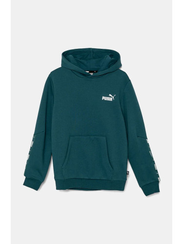 Детски суичър Puma ESS Tape Hoodie в зелено с качулка с изчистен дизайн 848818