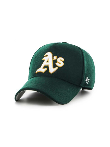 Шапка с козирка с вълна 47 brand MLB Oakland Athletics в зелено с апликация B-CHSMD18WIS-DG