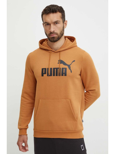 Суичър Puma в кафяво с качулка с принт