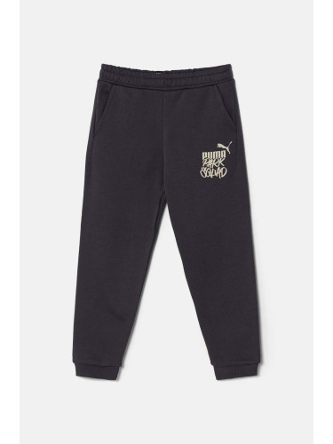 Детски спортен панталон Puma ESS+ MID 90s Sweatpants в сиво с принт 681878