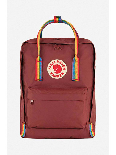 Раница Fjallraven Kanken Rainbow в червено голям размер с апликация