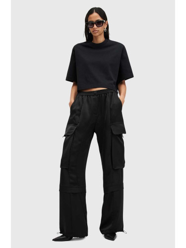 Панталон AllSaints BARBARA TROUSER в черно с кройка тип карго, с висока талия W011TB