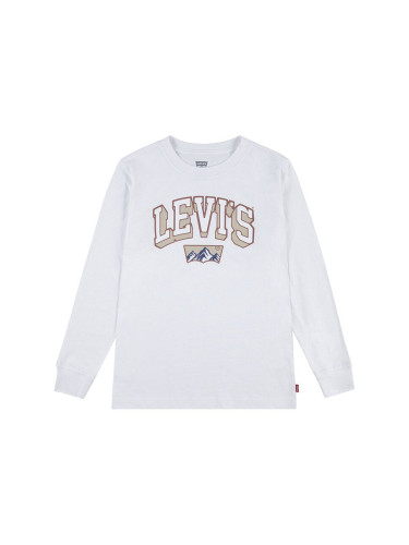 Детска блуза с дълги ръкави Levi's ACADEMIC ADVENTURER LS TEE в бяло с принт 8EL440