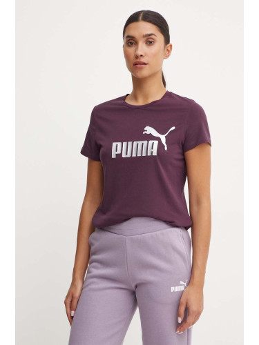 Памучна тениска Puma в лилаво