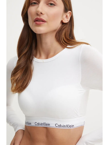 Домашна блуза с дълги ръкави Calvin Klein Underwear в бяло 000QF8009E