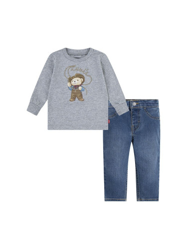 Комплект за бебета Levi's COWBOY TEE & CARPENTER SET в сиво 6EL424