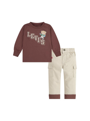 Комплект за бебета Levi's CLIMBING LEVI TEE & CARGO в кафяво 6EL311