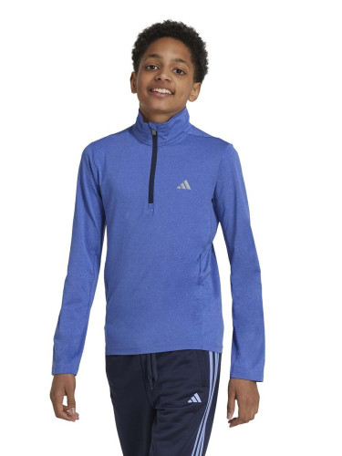 Детски суичър adidas J HEA 1/2 ZIP в синьо с меланжов десен IY7782