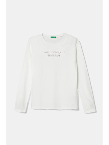 Детска блуза с дълги ръкави United Colors of Benetton в бяло 3I1XC10JS