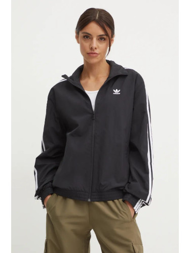 Яке adidas Originals Woven Tracktop в черно преходен модел с уголемена кройка JD5331