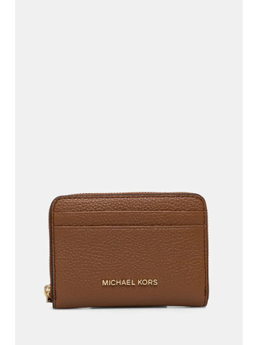 Кожен портфейл MICHAEL Michael Kors дамски в кафяво 32T4GJ6Z5L