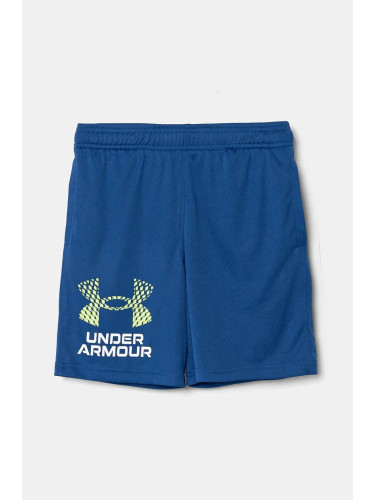 Детски къси панталони Under Armour Tech Logo Shorts в синьо с регулируема талия 1383333