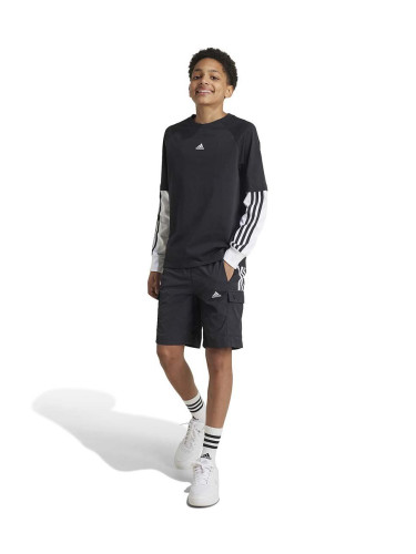 Детски къси панталони adidas JAM WV CRG SH в черно с десен с регулируема талия IV7050