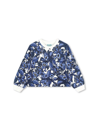 Детски памучен суичър Kenzo Kids в тъмносиньо с десен K60695