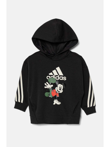 Детски суичър adidas LK DY MM SWT в черно с качулка с принт IV9624