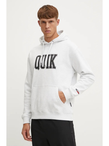 Суичър Quiksilver Griffin Hoodie в сиво с качулка с принт AQYFT03407