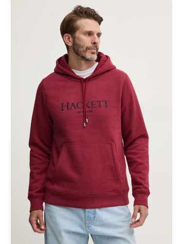 Суичър Hackett London в бордо с качулка с апликация HM581289