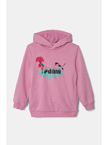 Детски суичър Puma X TROLLS Hoodie TR в розово с качулка с принт 627378