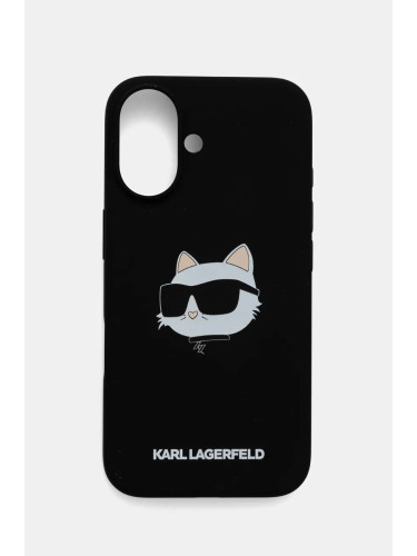 Кейс за телефон Karl Lagerfeld iPhone 16 6.1 в черно KLHMP16SSCHPPLK