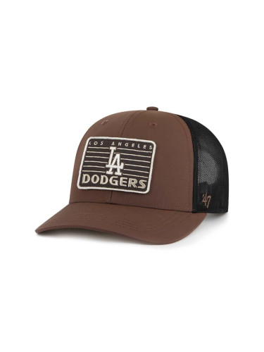 Шапка с козирка 47 brand MLB Los Angeles Dodgers в кафяво с апликация B-OUTTK12NYP-BW