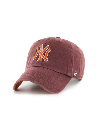 Памучна шапка с козирка 47 brand MLB New York Yankees в кафяво с апликация B-BLPRK17GWS-N0