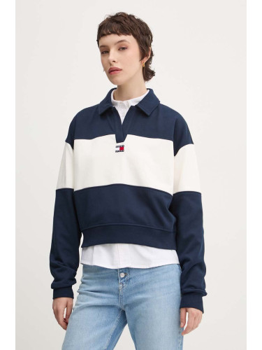 Суичър Tommy Jeans в тъмносиньо с десен DW0DW18705